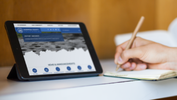 Tablet displaying the Mariposa County, CA website