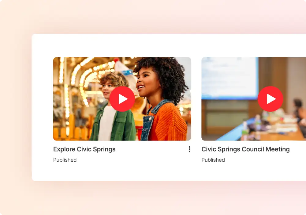 a library of embedded videos displayed on a municipal website