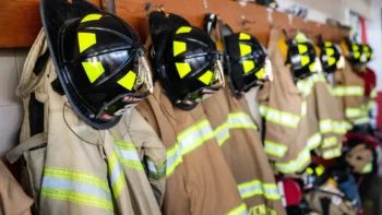 fire gear hanging on hooks