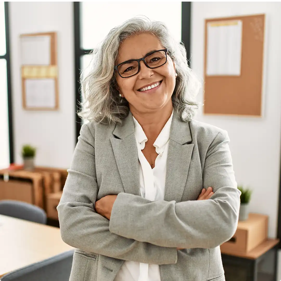 Woman smiling in an office